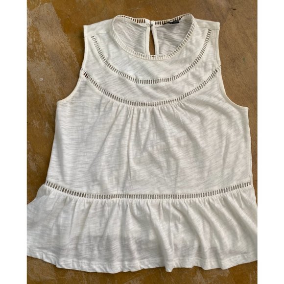 Loft Peplum White Sleeveless Top - Picture 1 of 4